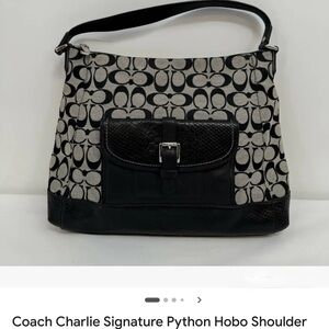 Coach Black and Cream Signature Python Hobo Bag